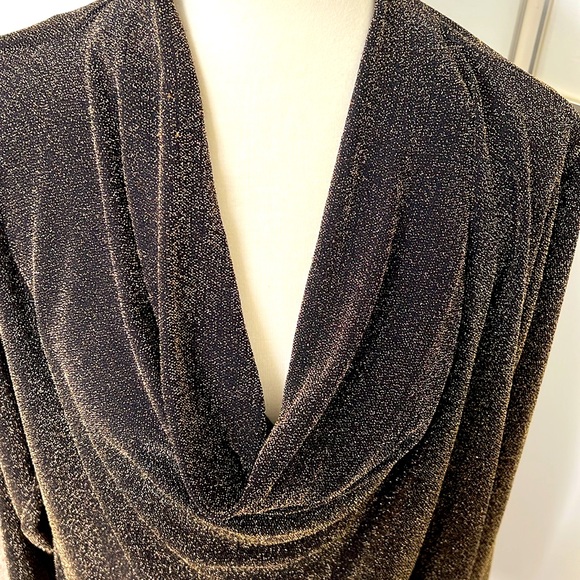 Womens Plus size 3x Cowl neck gold shimmer top. - Picture 2 of 10